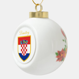 Croatia Flag Personalised Ceramic Ball Christmas Ornament