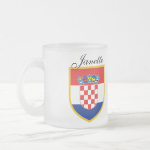 Croatia Flag Personalised Frosted Glass Coffee Mug