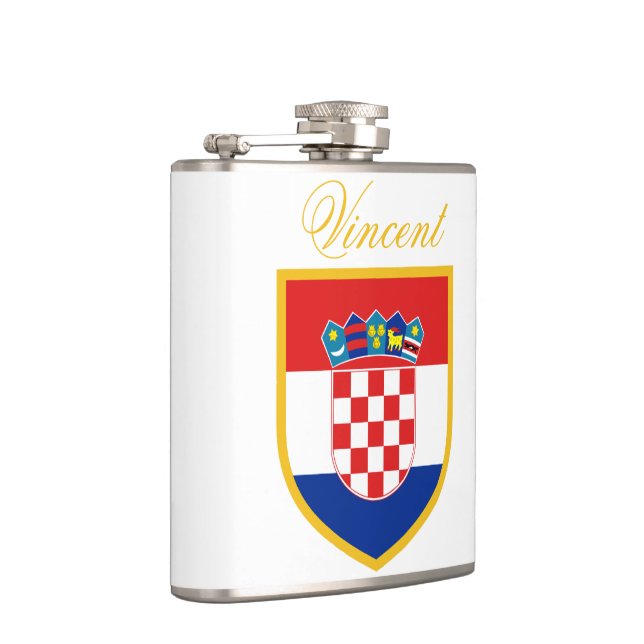 Croatia Flag Personalised Hip Flask (Right)