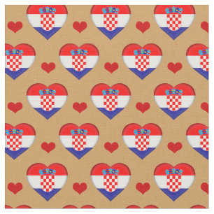 Croatia Flag & Red Heart fashion Fabric /Croatia