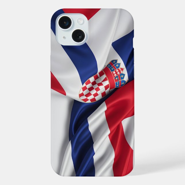 Croatia flag silk texture iPhone case (Back)