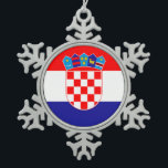 Croatia flag snowflake pewter christmas ornament<br><div class="desc">Flag of Croatia.</div>