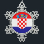 Croatia flag snowflake pewter christmas ornament<br><div class="desc">Flag of Croatia.</div>