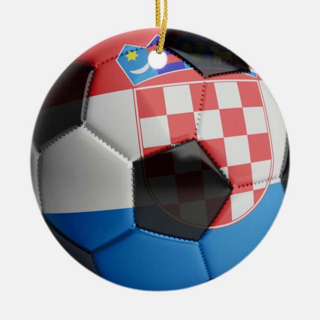 Croatia Flag Soccer Ball Ceramic Tree Decoration (Front)