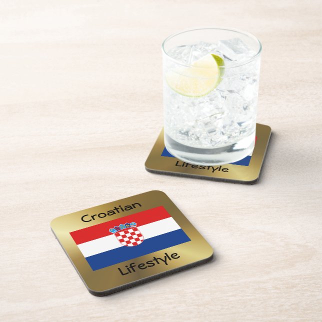 Croatia Flag+Text Coaster (Right Side)