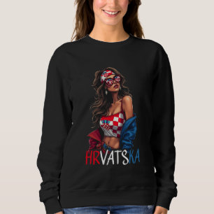 Croatia Flag Woman Sunglasses Girl Hrvatska Sweatshirt