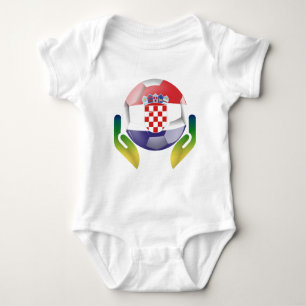 Croatia football in protected hands baby bodysuit