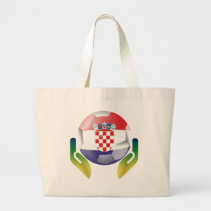 Croatia football in protected hands large tote bag