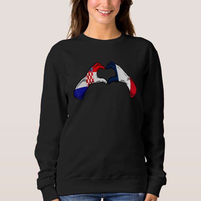 Croatia France Flag - Croatian French Heart Sweatshirt (Front)