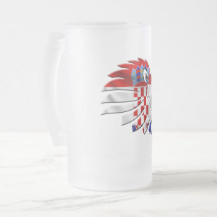 Croatia Frosted Glass Beer Mug