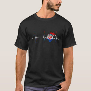 Croatia Heart Heartbeat EKG Pulse Vein Croatian Pr T-Shirt
