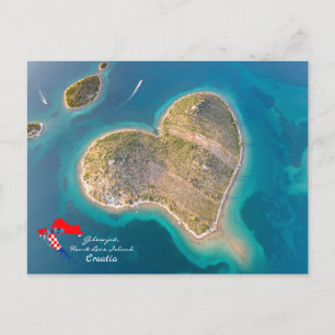 Croatia Hrvatska Galešnjak, Heart Love Island Postcard