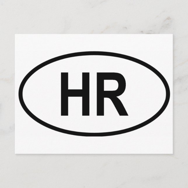 Croatia (Hrvatska) Int'l Vehicle Reg. Code Postcard (Front)