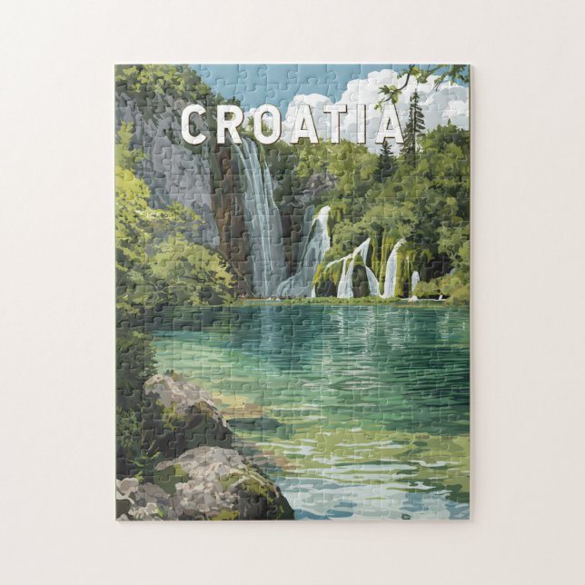 Croatia Illustration Travel Art Vintage Jigsaw Puzzle (Vertical)