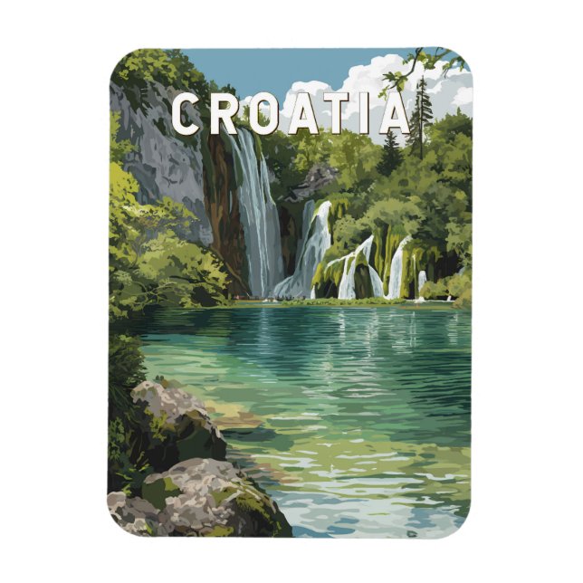 Croatia Illustration Travel Art Vintage Magnet (Vertical)