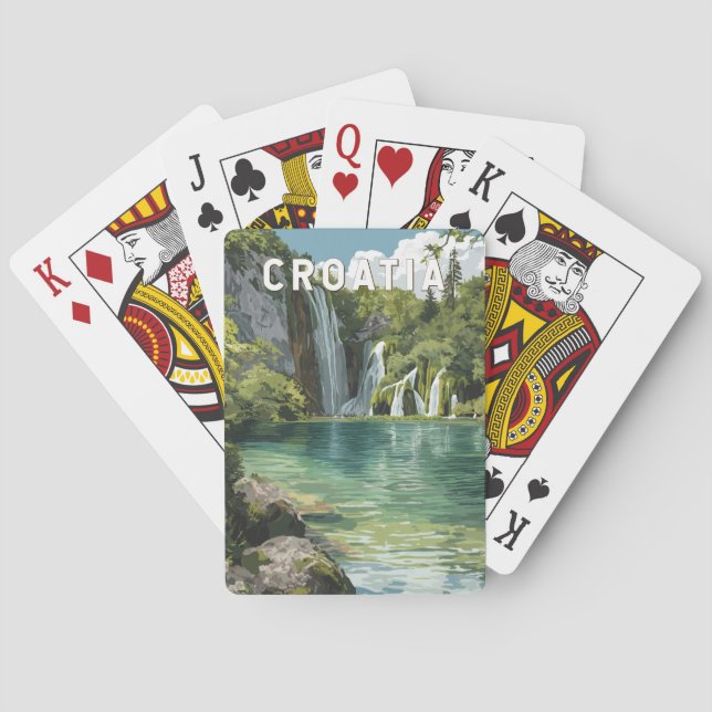 Croatia Illustration Travel Art Vintage Playing Cards (Back)