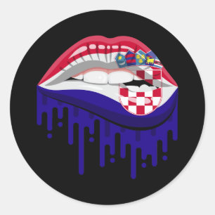 Croatia lips pride root flag classic round sticker