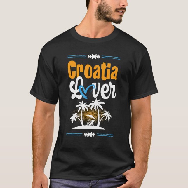 Croatia Love Vacation Heart Hrvatska Summer Quote T-Shirt (Front)