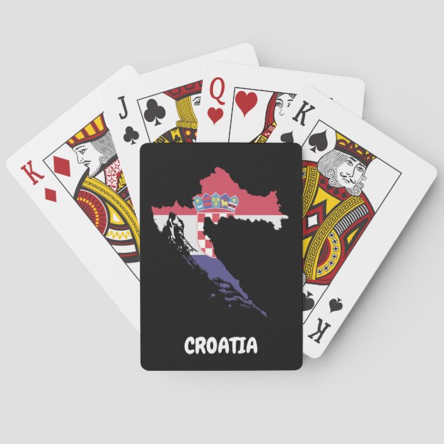 Croatia Map Flag Colourful Vintage Playing Cards (Back)