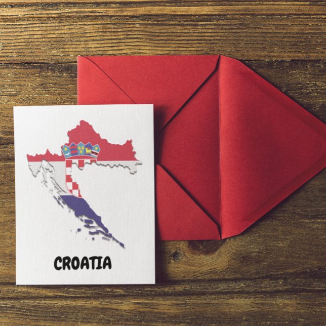 Croatia Map Flag Colourful Vintage Postcard (croatia map postcard)