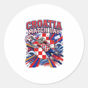 Croatia Match Day Skeleton Striker Nations High En Classic Round Sticker