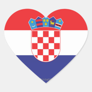 Croatia Plain Flag Heart Sticker