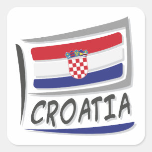 Croatia Pride X Flag Square Sticker
