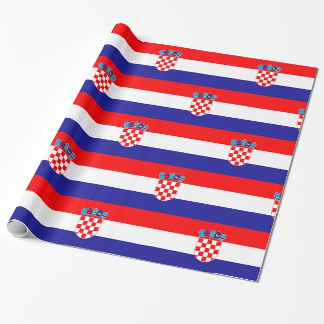 Croatia Red White Blue Wrapping Paper (Unrolled)