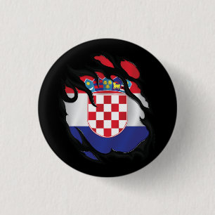 Croatia Ripped Flag 3 Cm Round Badge