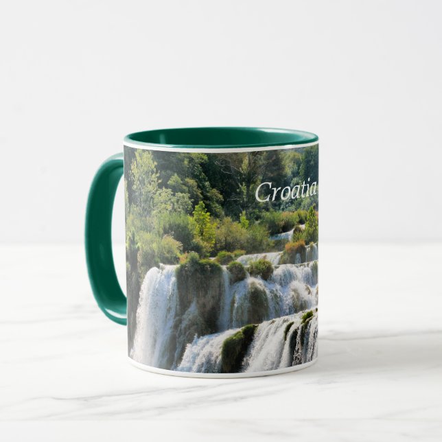 Croatia, scenic waterfall mug (Front Left)