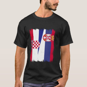 Croatia Serbia Half Flag Srbija Croatian Serbian R T-Shirt