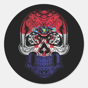 Croatia Skull And Roses Flag Classic Round Sticker