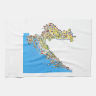 Croatia touristic map, hrvatska turistička mapa tea towel