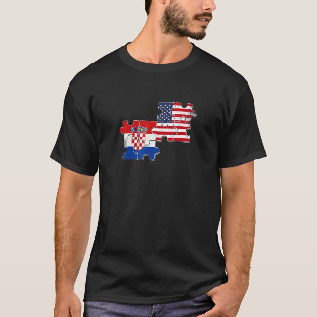 Croatia Usa Roots Croatian American Flag Hrvatska T-Shirt (Front)