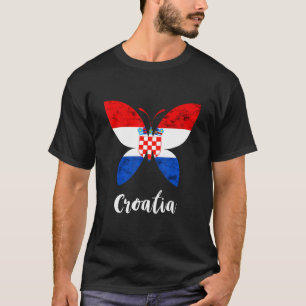 Croatia Vintage Butterfly Croatian Flag Croatian P T-Shirt