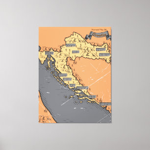 Croatia Vintage old map Canvas Print