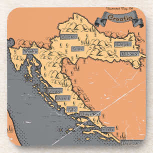 Croatia Vintage old map Coaster