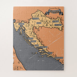 Croatia Vintage old map Jigsaw Puzzle