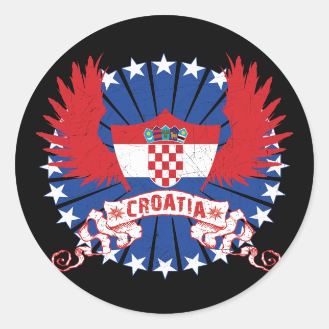 Croatia Winged Classic Round Sticker (Front)