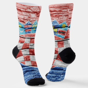 Croatia wooden flag socks