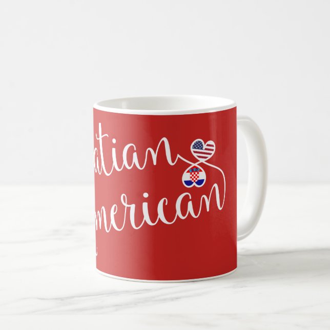Croatian American Entwined Hearts Mug (Front Right)