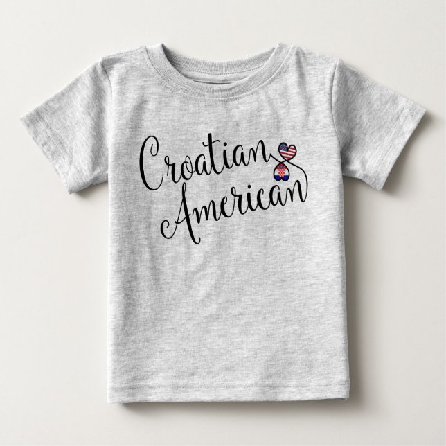 Croatian American Entwinted Hearts  Baby T-Shirt (Front)