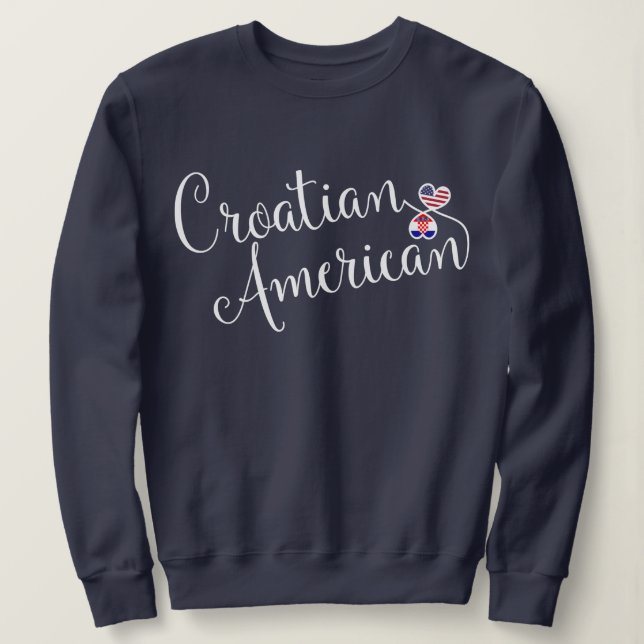 Croatian American Entwinted Hearts Sweatshirt (Design Front)
