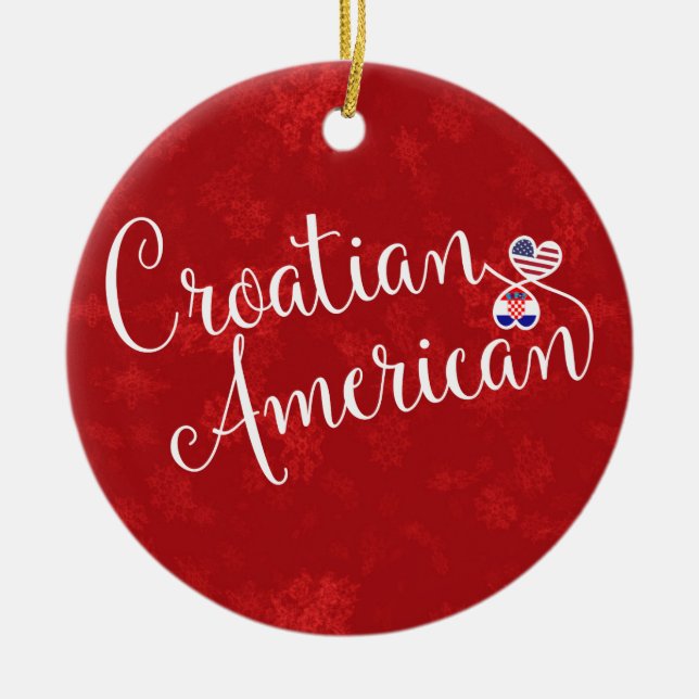 Croatian American Hearts Christmas Tree Ornament (Front)