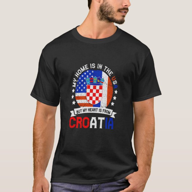 Croatian American Patriot Heart is from Croatia Fl T-Shirt (Front)