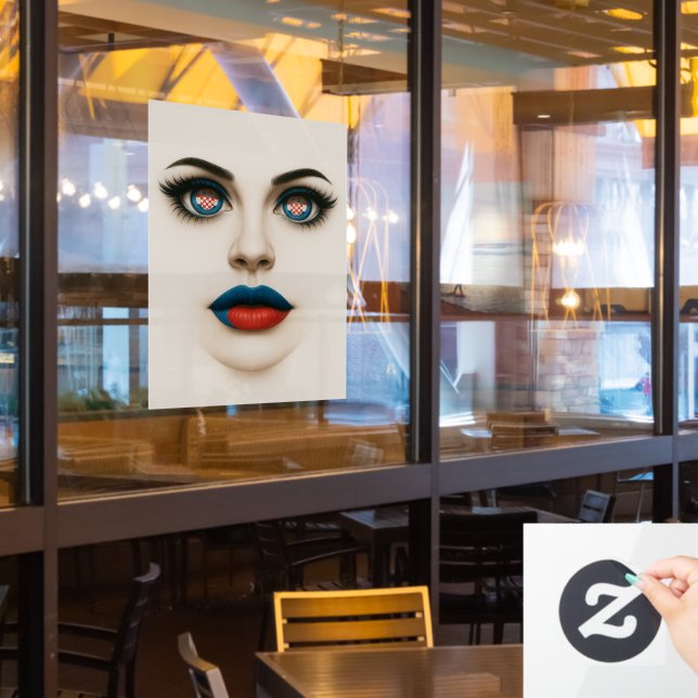 Croatian Beauty Eyes & Lips Pop Portrait (Restaurant Window)