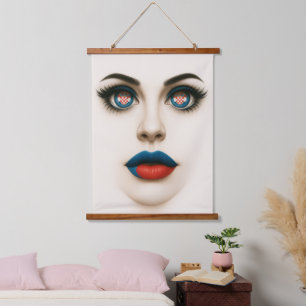 Croatian Beauty Eyes & Lips Pop Portrait Hanging Tapestry
