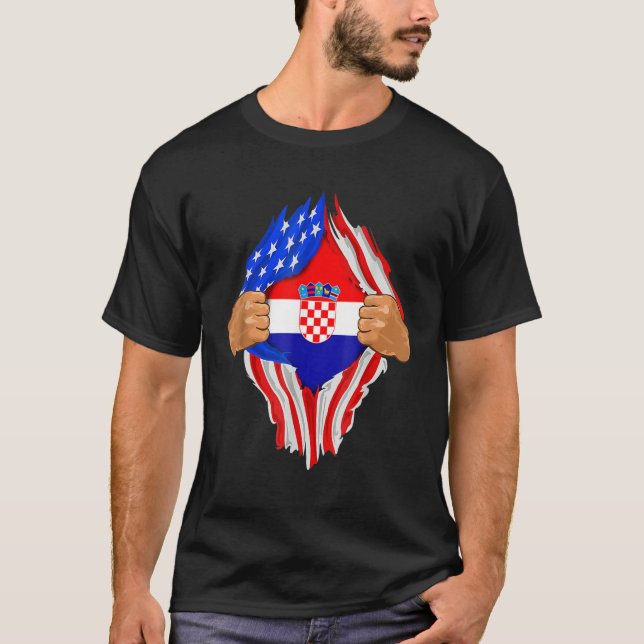Croatian Blood Inside Me T-Shirt  Croatia Flag Gif (Front)