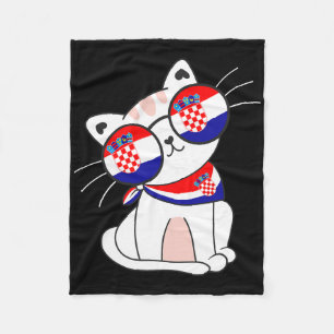 Croatian Cat Croatian Flag Vacation Funny Croatia Fleece Blanket