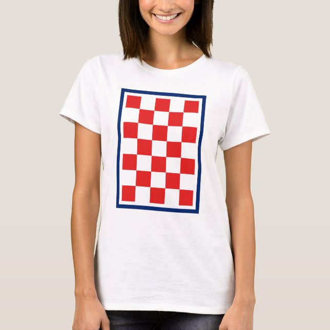 Croatian Checker Blue Border T-Shirt (Front)